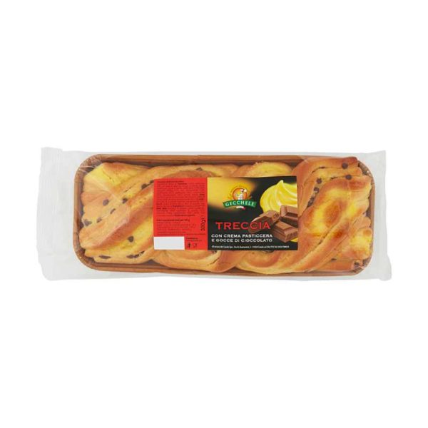 gecchele treccia con crema pasticcera e gocce di cioccolato 300 g